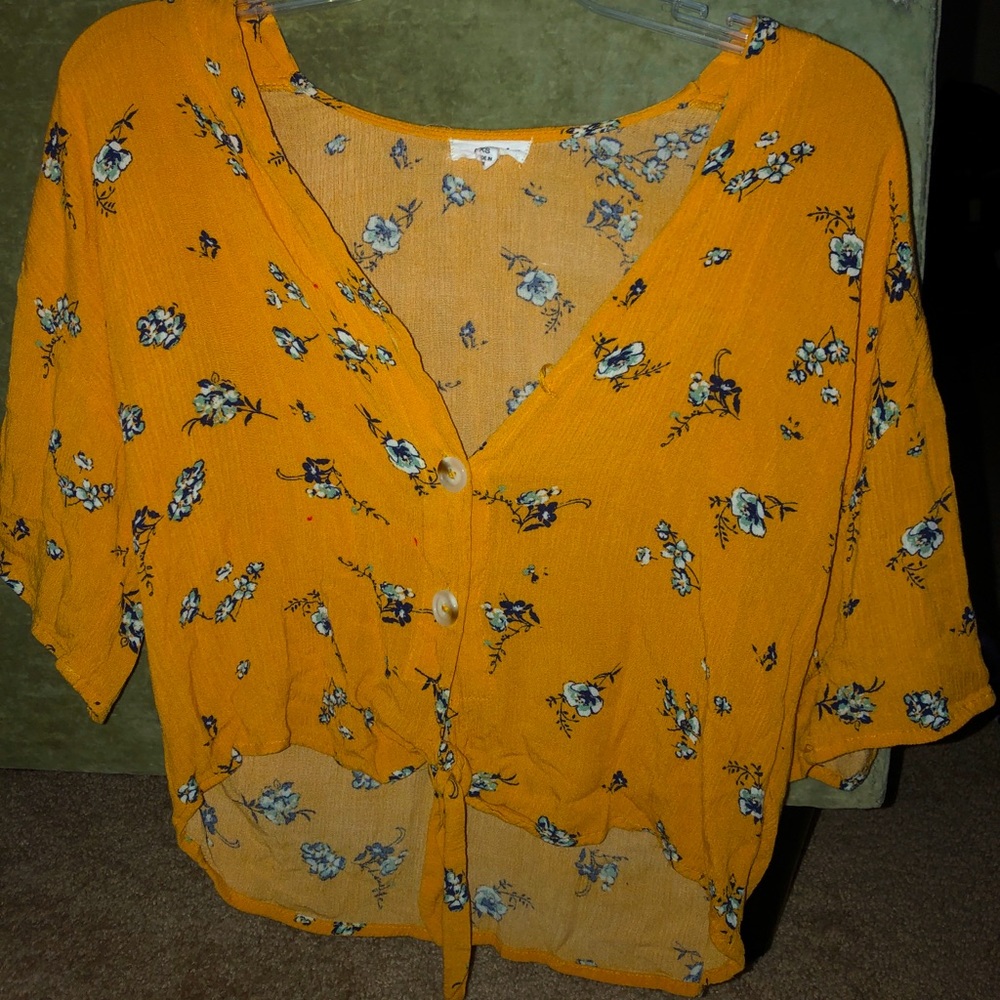TWO BUTTON YELLOW SHIRT